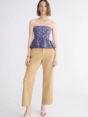 J. Crew Collection strapless peplum top in Ratti® blue blooms print, 12